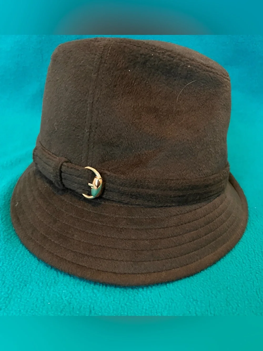 San Diego Hat Co Classic Brown Bucket Hat with Buckle Accent and Turned Up Brim